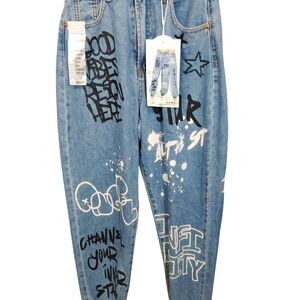 Stylish Blue Graphic Women Jeans